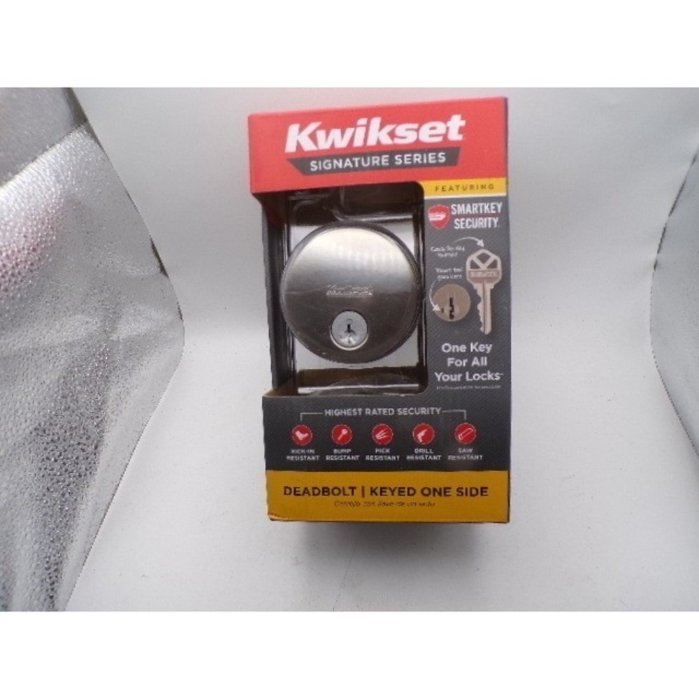 Kwikset Signature‎ Series Deadbolt SmartKey Security Satin Nickel Keyed One Side